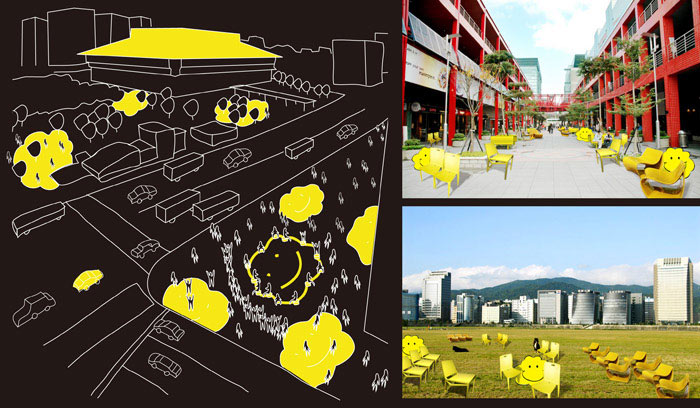 都市酵母 黃色椅子計畫, city yeast yellow chair blossom都市酵母, city yeast, blossom, yellow chair, 街道傢具, street furniture